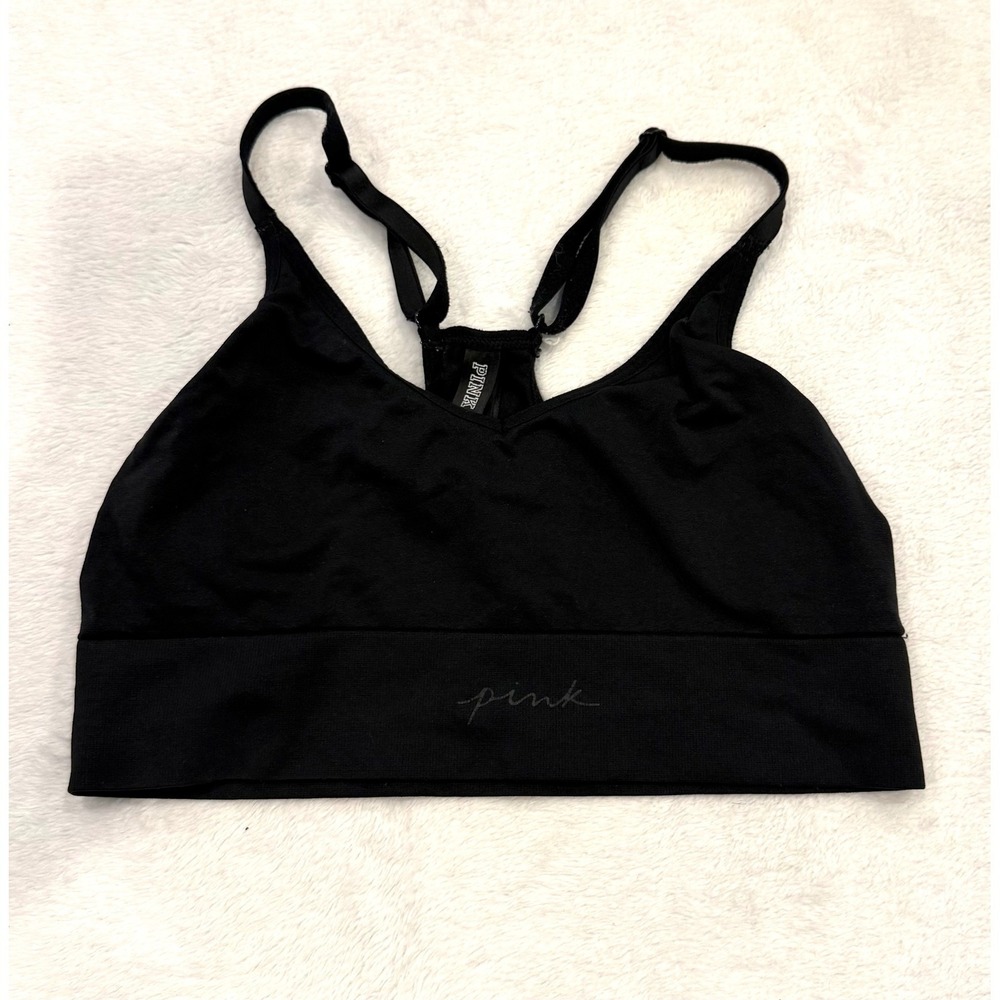 Victoria's Secret PINK Active Seamless Lightly Lined Sports Bra Black Small